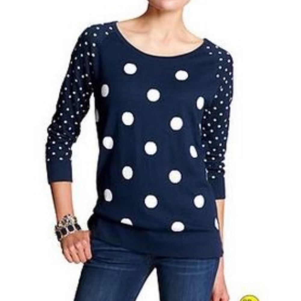Banana Republic Navy Polka Dot Sweater